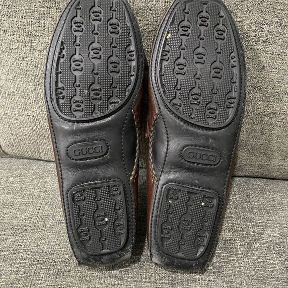 Gucci Dark Brown Leather Loafers with Gold Hardware main image 4